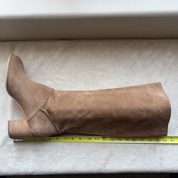 Frye & Co Phoebe Camel Suede Slouch Block Heel Tall Boots Women 11 M Classic - Picture 16 of 16